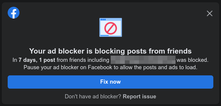 Adblock Also Blocked My Facebook Posts